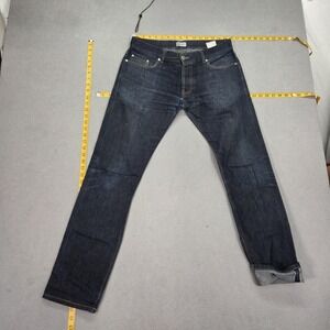 Raw Selvedge Jeans Mens Indigo Blue Straight Leg Low Rise Fits 32x30